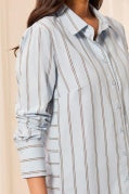 Blue Fog Striped Cotton-Stretch Button-Down Shirt