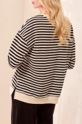 Classic Striped Oversized Crew Neck Knit Top