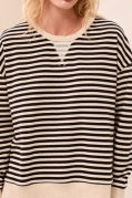 Classic Striped Oversized Crew Neck Knit Top