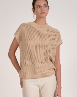 Elan Open Knit Short Sleeve Sweater