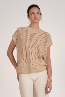 Elan Open Knit Short Sleeve Sweater
