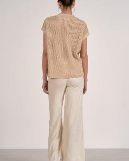 Elan Open Knit Short Sleeve Sweater