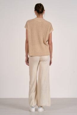 Elan Open Knit Short Sleeve Sweater