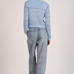 Elan Open Knit Tie-Front Cardigan