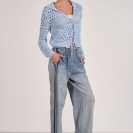 Elan Open Knit Tie-Front Cardigan