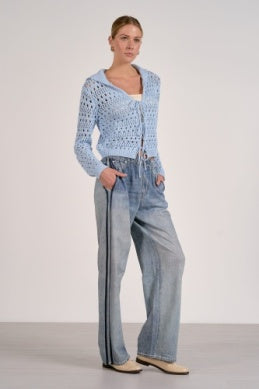 Elan Open Knit Tie-Front Cardigan