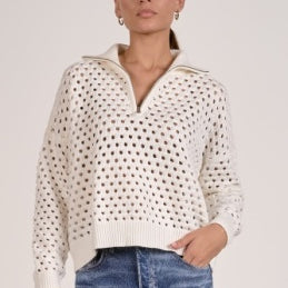 Elan Open-Knit Half-Zip Sweater