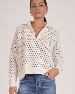 Elan Open-Knit Half-Zip Sweater