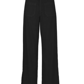 Meg High-Rise Linen-Blend Wide Leg Pants – Black