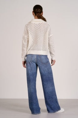 Elan Open-Knit Half-Zip Sweater