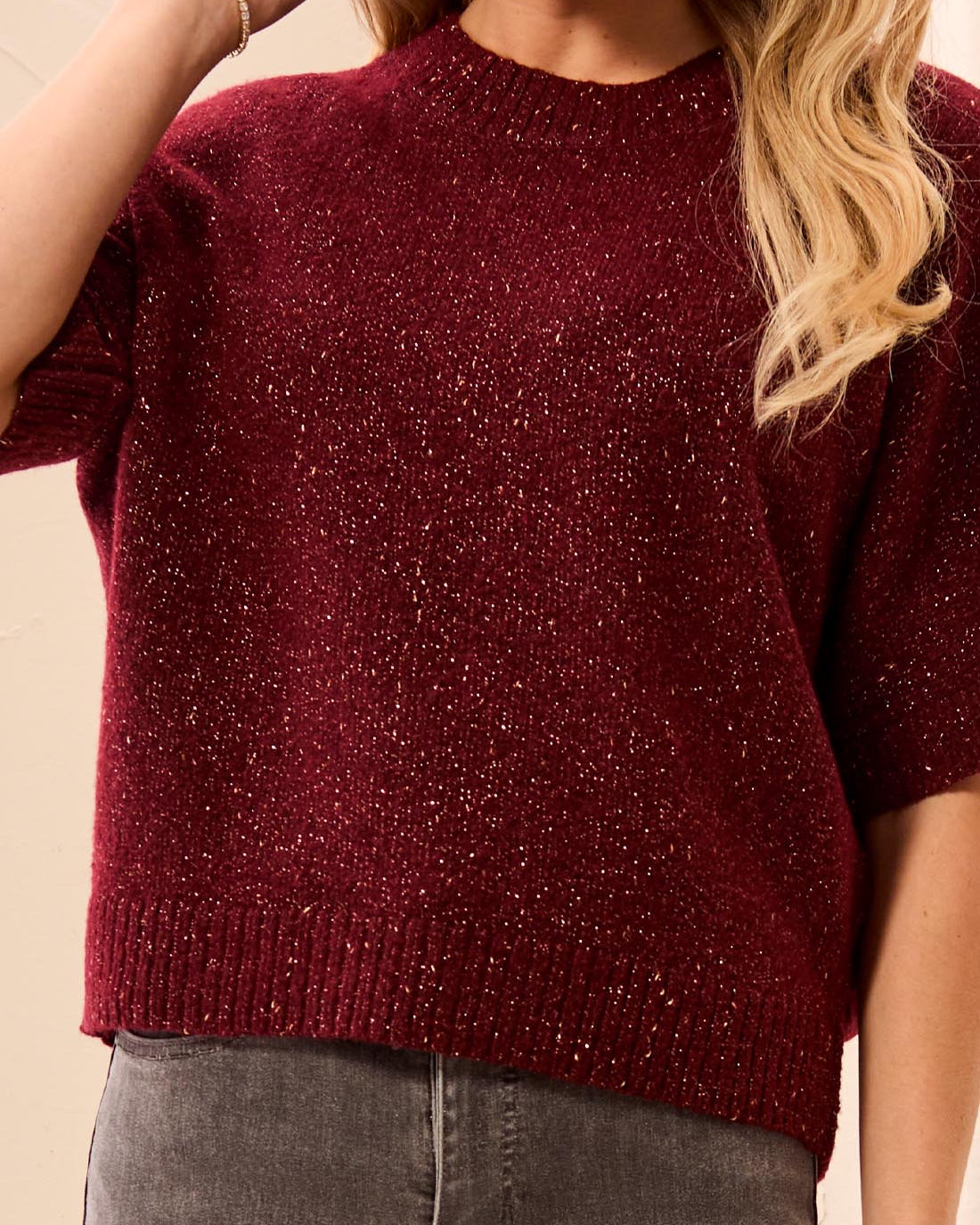 Tribal Lofty Extended Sleeve Sweater - Cherry Lacquer