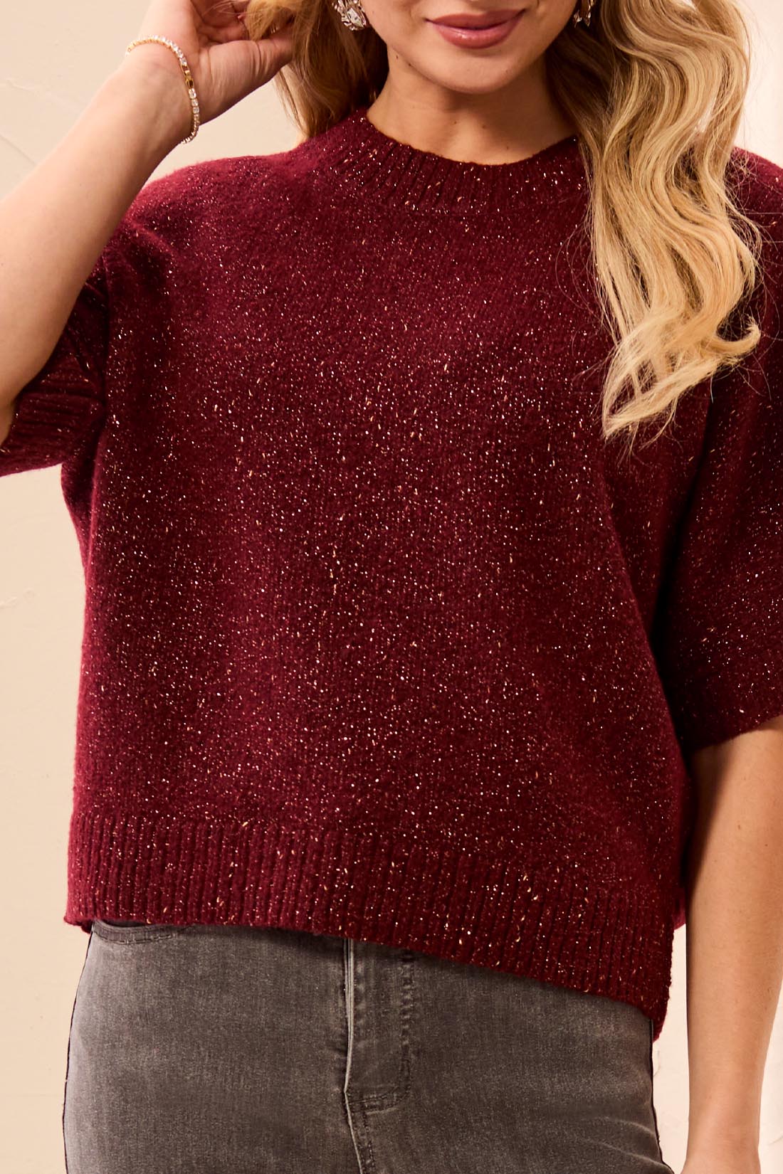 Lofty Extended Sleeve Sweater - Cherry Lacquer