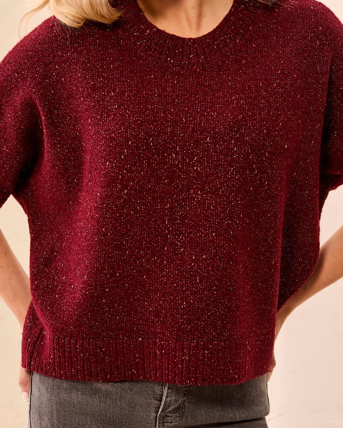 Tribal Lofty Extended Sleeve Sweater - Cherry Lacquer