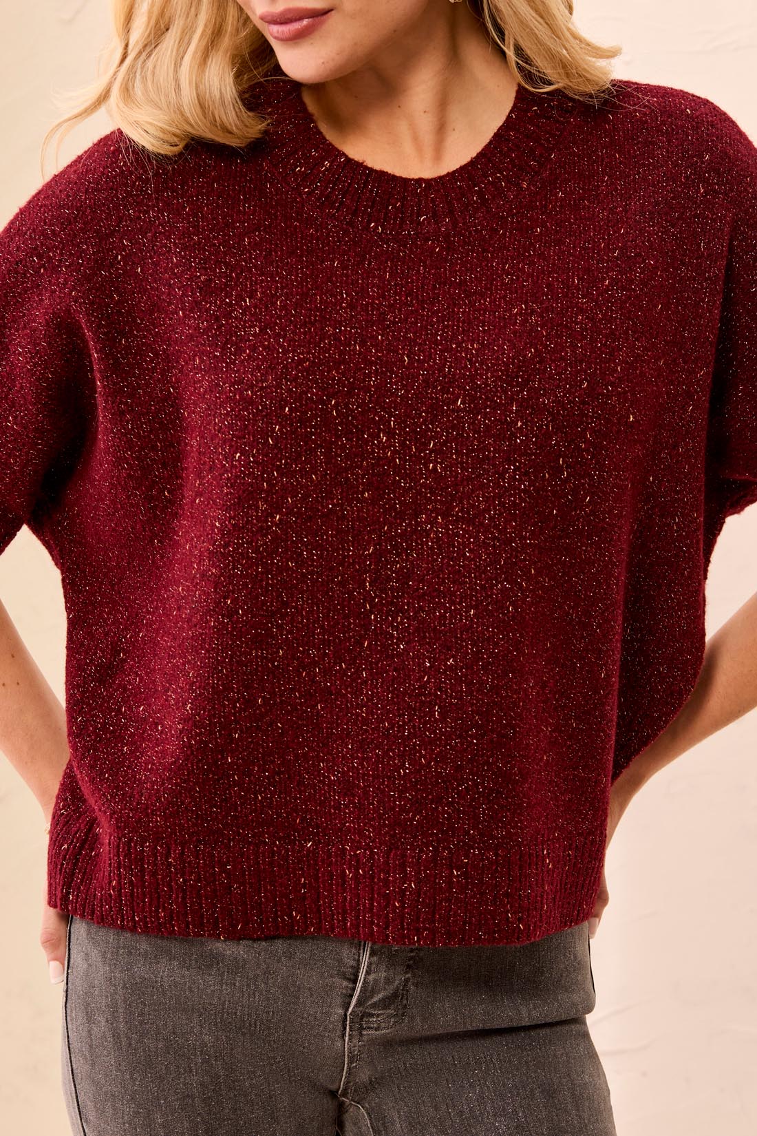 Lofty Extended Sleeve Sweater - Cherry Lacquer