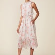 Rose Floral Ruffle Midi Dress