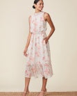 Rose Floral Ruffle Midi Dress