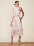 Rose Floral Ruffle Midi Dress