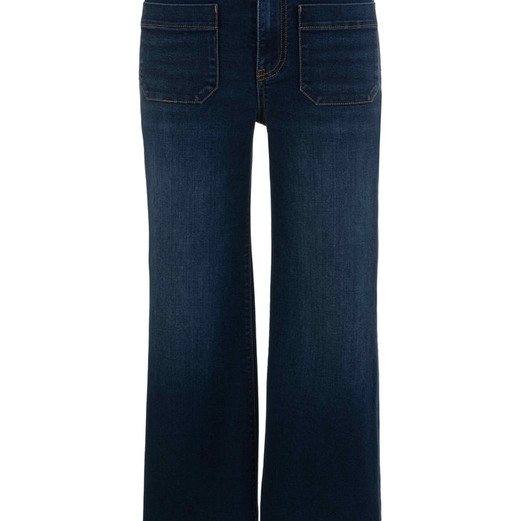 Meg High Rise Wide Leg Jeans with Patch Pockets – Dark Wash