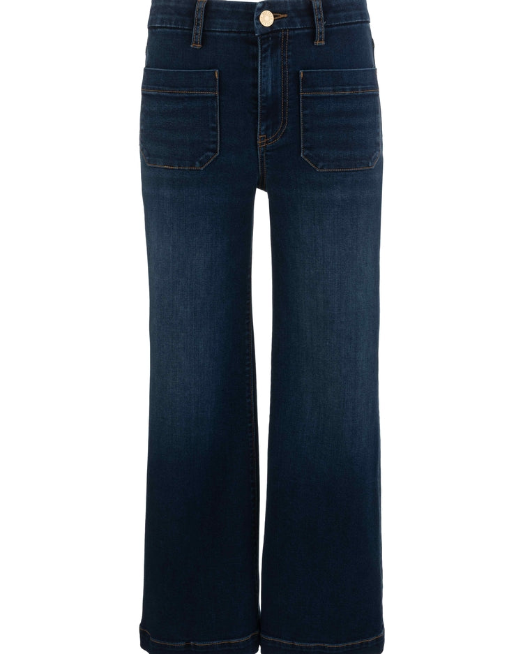 Meg High Rise Wide Leg Jeans with Patch Pockets – Dark Wash