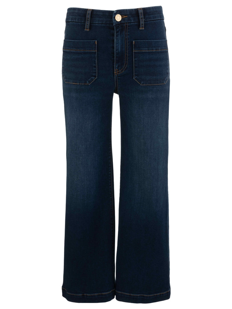 Meg High Rise Wide Leg Jeans with Patch Pockets – Dark Wash