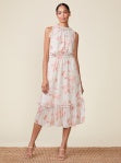 Rose Floral Ruffle Midi Dress