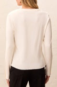 Signature Button-Cuff Long Sleeve Crew Top