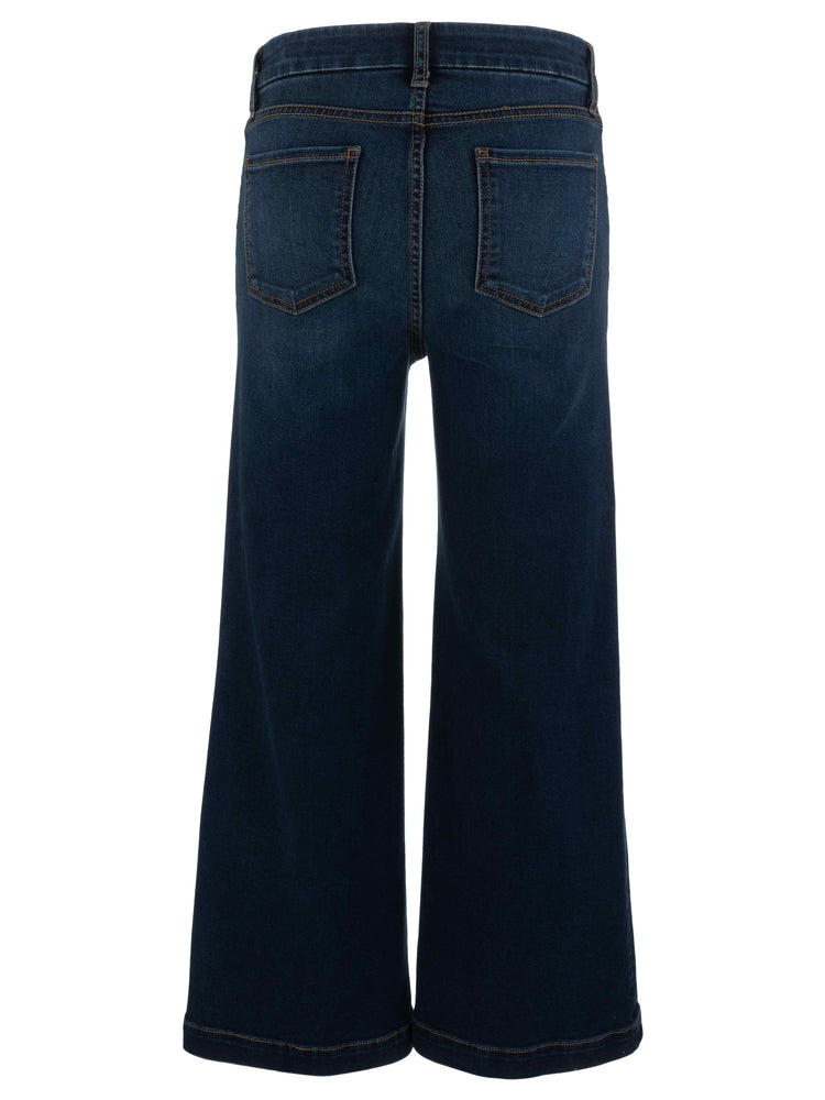 Meg High Rise Wide Leg Jeans with Patch Pockets – Dark Wash