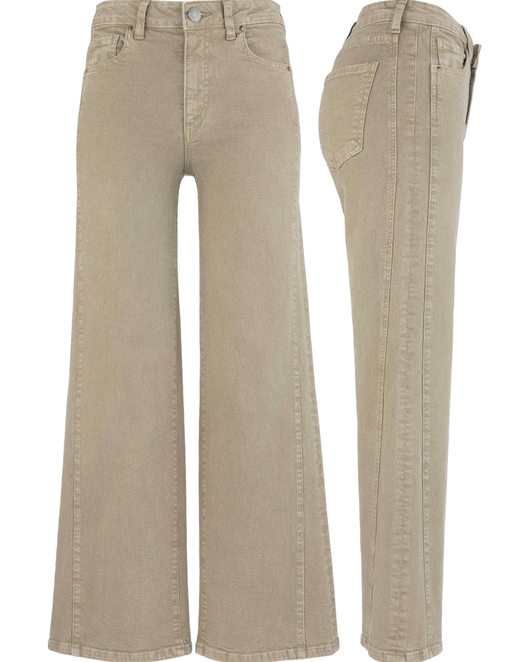 Kut Meg High-Rise Wide-Leg Side Panel Jeans – Milk Tea