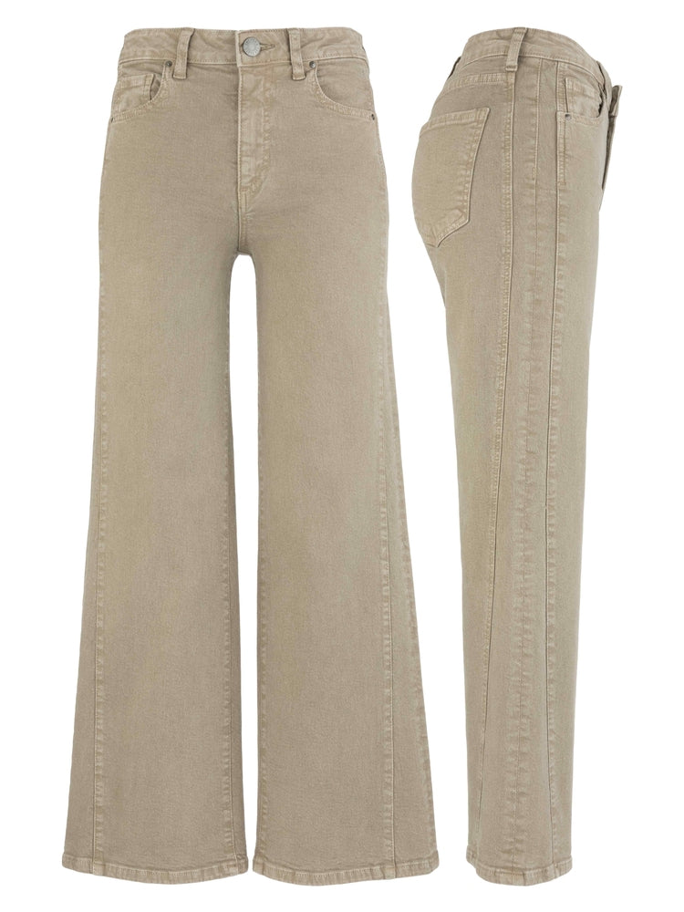 Kut Meg High-Rise Wide-Leg Side Panel Jeans – Milk Tea