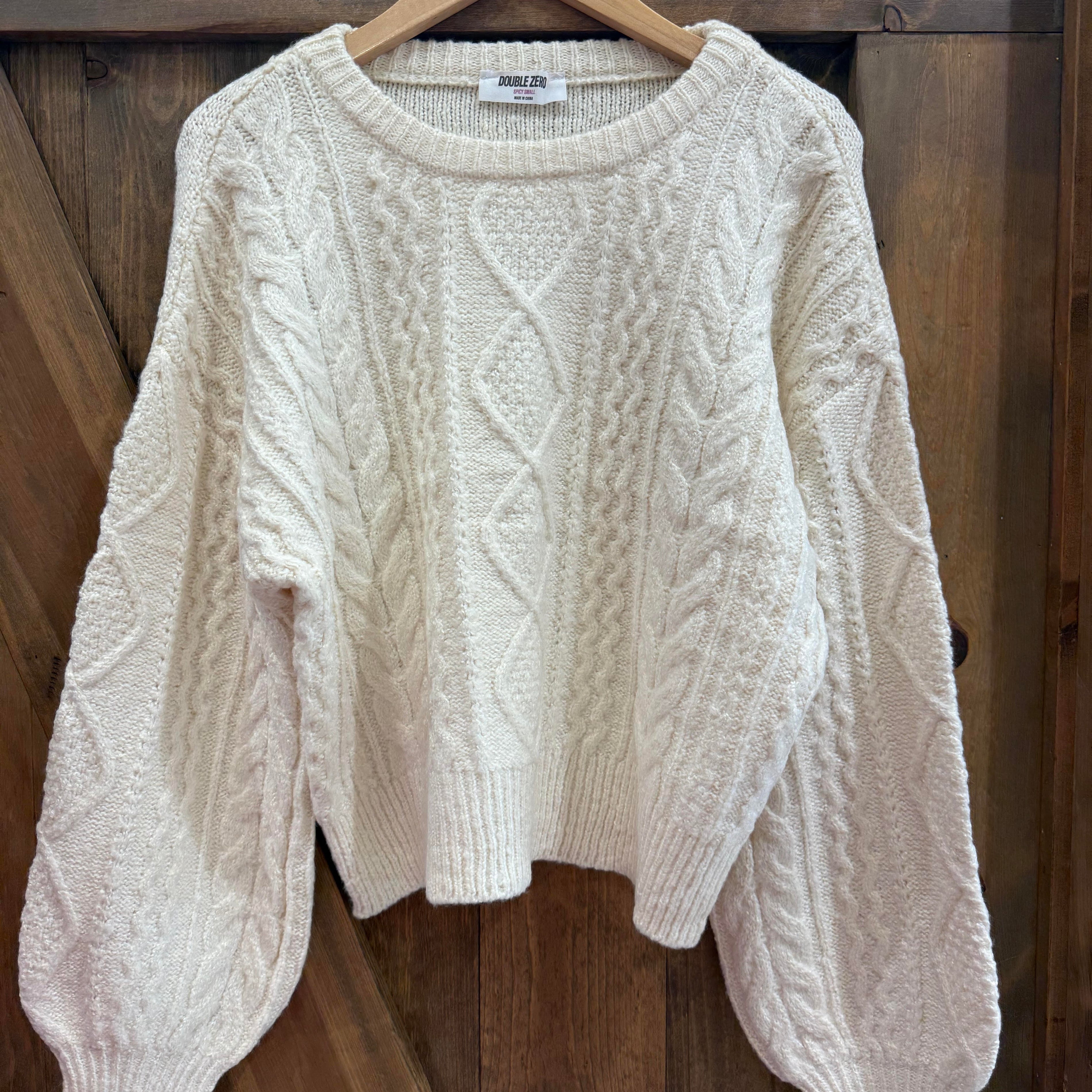 Cable Knit Balloon Sleeve Sweater