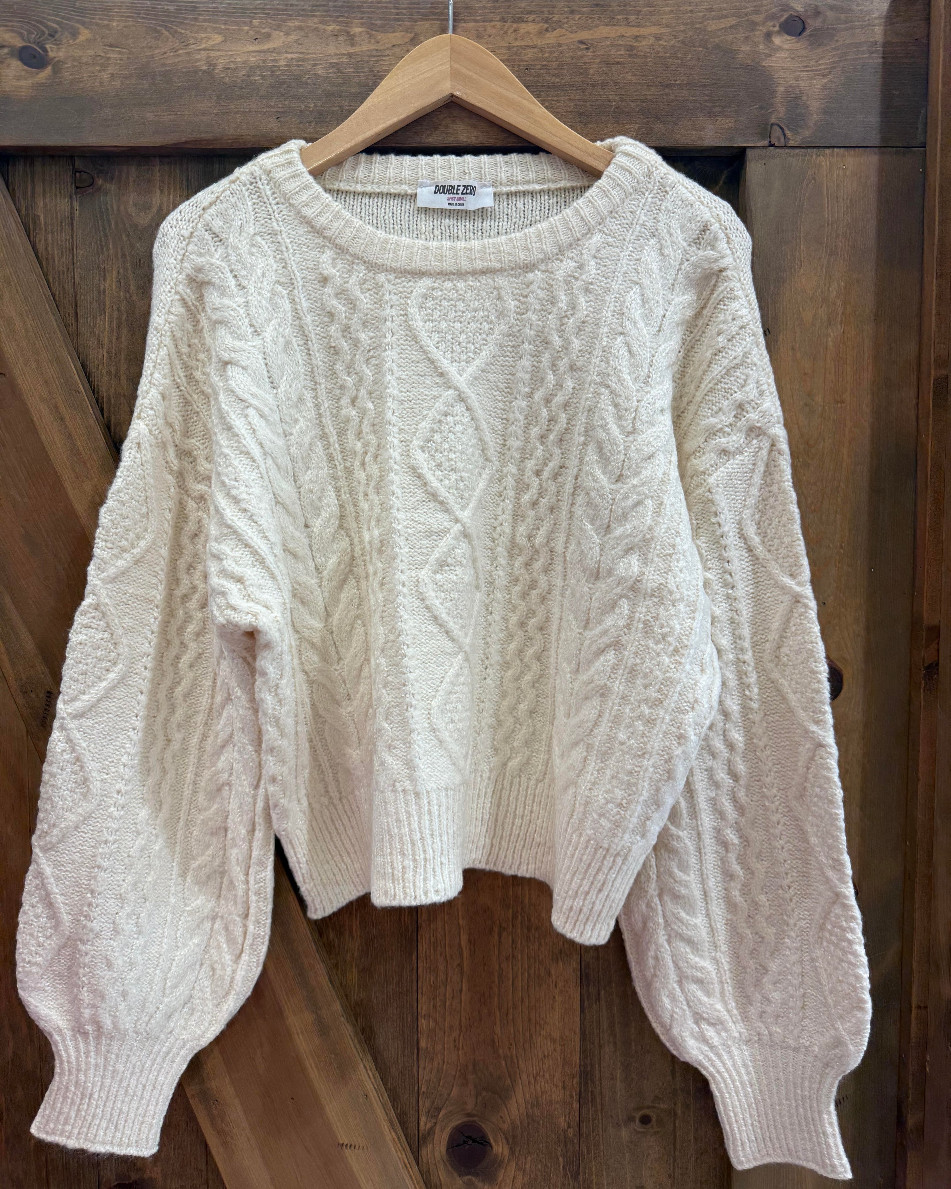 Cable Knit Balloon Sleeve Sweater