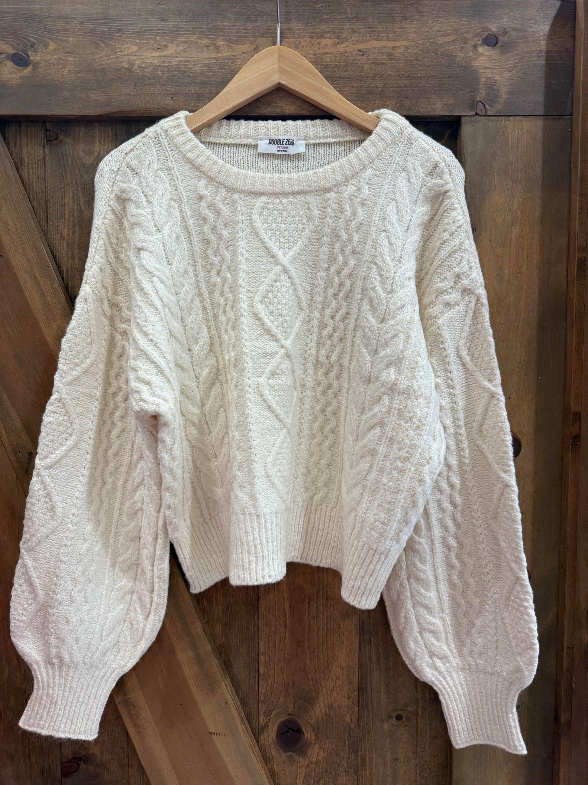 Cable Knit Balloon Sleeve Sweater