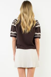 Geometric Fair Isle Short Sleeve Knit Sweater